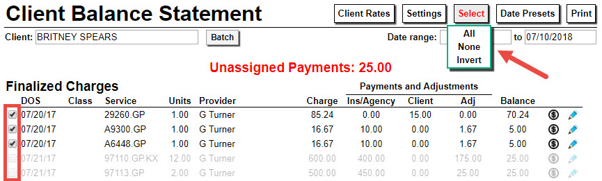 Client Balance Statement Therabill