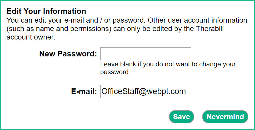 Change Your Password Therabill